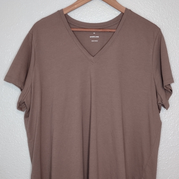Everlane Men's Brown Organic Cotton Casual V-Neck Short Sleeve Shirt Size XXL - Picture 3 of 12
